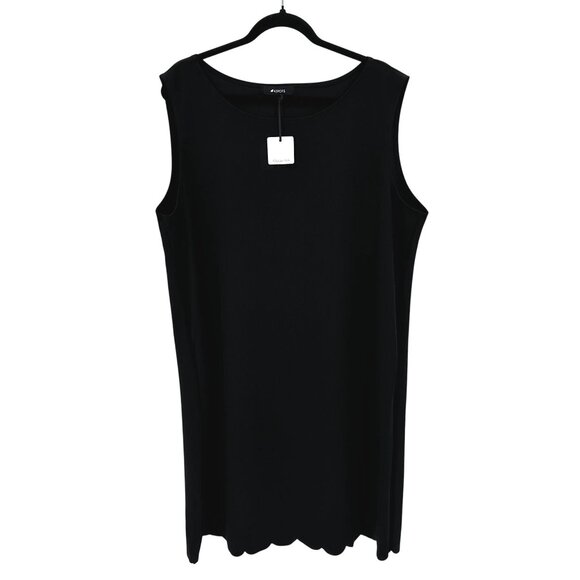 42 POPS Womens Black Scalloped Hem Pullover Sleeveless Knit Shift Dress Size 3X - Picture 5 of 9